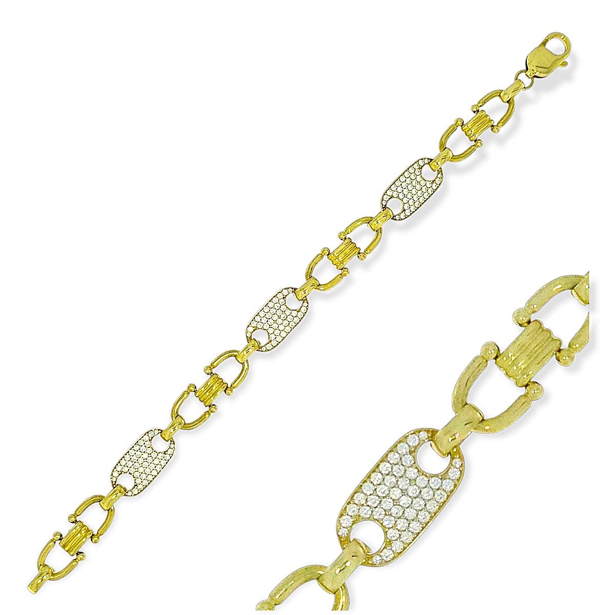 Gouden Heren Armband Zirkonia 20.5 cm 10 mm 14 Karaats Massief