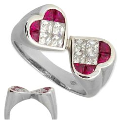 Witgouden Damesring Hart Zirkonia 14 karaats